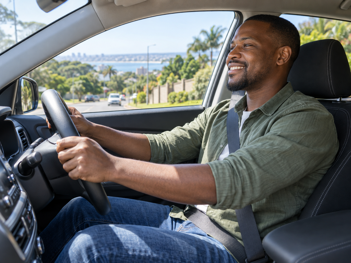 A relaxed driver enjoying a safe journey in Durban